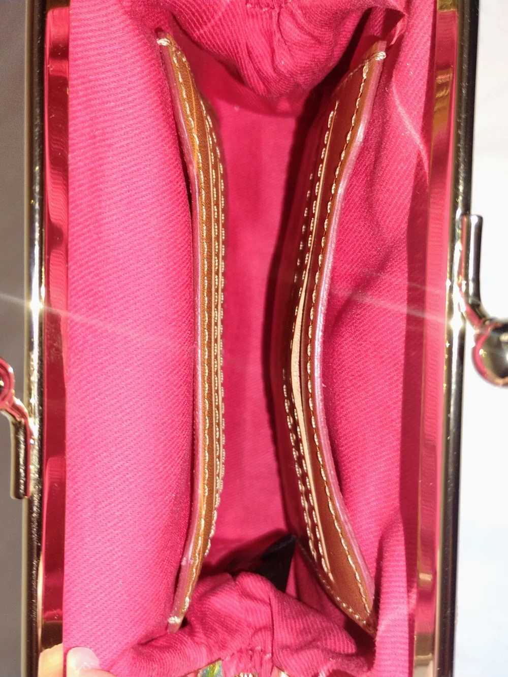 Dooney & Bourke Pink & White Striped Kiss-Lock Clutch - Picture 2 of 4